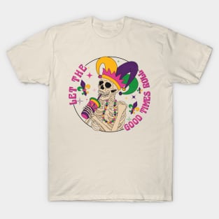 Let The Good Times Roll Mardi Gras Skeleton Jester T-Shirt